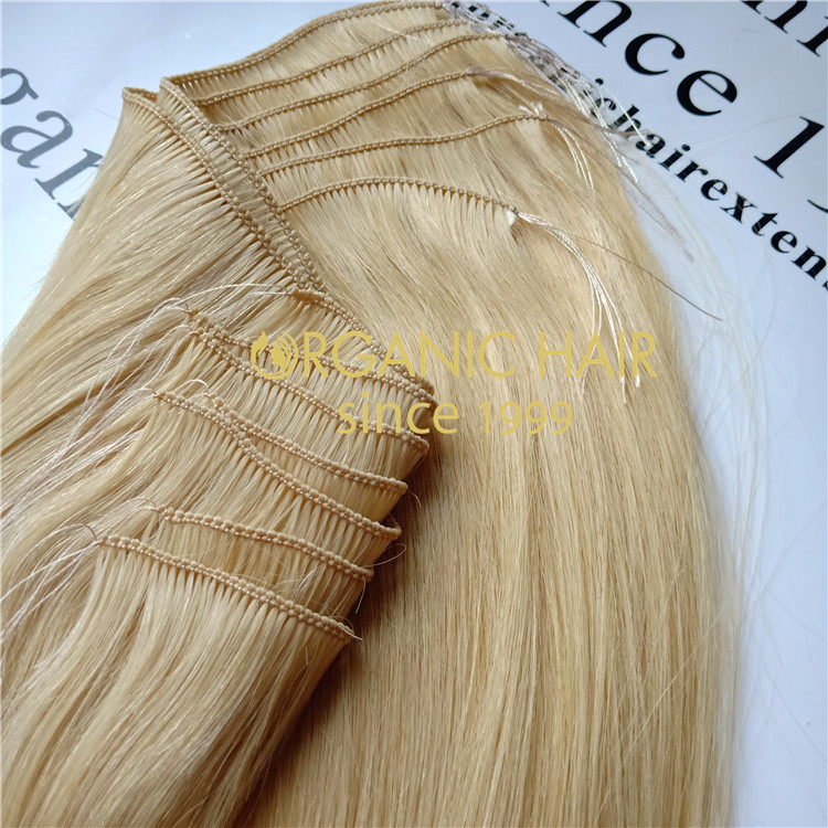 Exquisite customized thin #613 color human hair hand tied weft A76